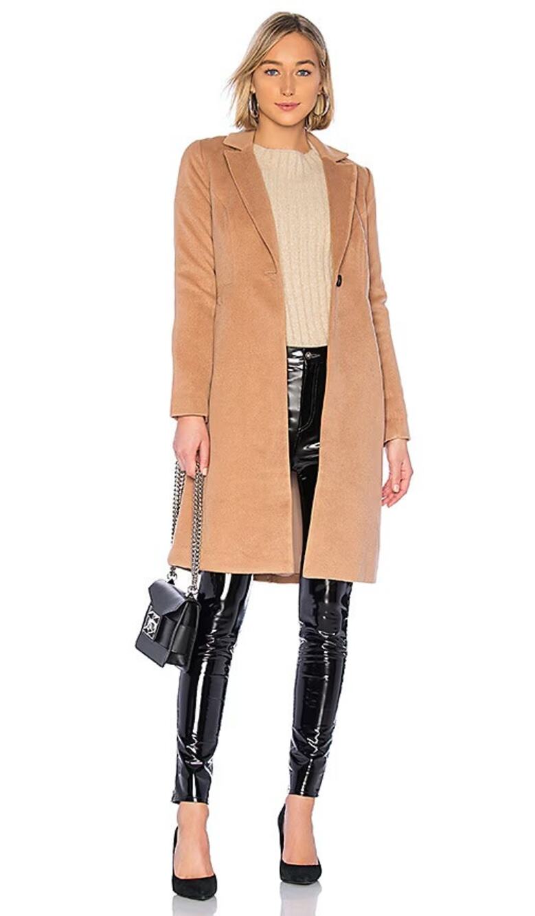 Revolve x Lover + Friends Storm Camel Tan One Button Long Over Coat Jacket Sz S